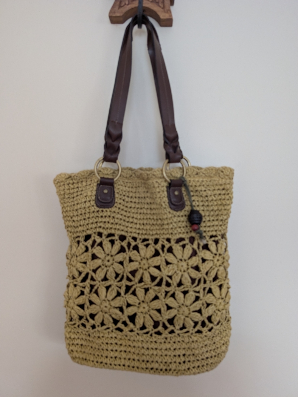 Boho Paper Straw Floral Crochet Shoulder Bag